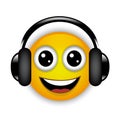 Cheerful musical emoticon with headphones Royalty Free Stock Photo