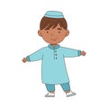 Cheerful Muslim Boy Standing with Open Arms for Hug Vector Illustration Royalty Free Stock Photo