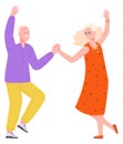 Cheerful old people dancing. Joyful senior couple