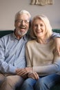 Cheerful old senior retired family married couple posing for portrait