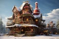 Cheerful Oldman santa claus house. Generate Ai