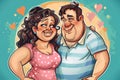 Cheerful overweight couple in a loving relationship, sharing laughter and happiness together. Royalty Free Stock Photo