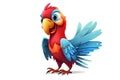 Cheerful Parrot Cartoon: Transparent Background. AI