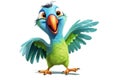 Cheerful Parrot Cartoon: Transparent Background. AI