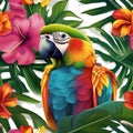 A cheerful parrot in a colorful Hawaiian shirt and sunglasses, ready for a beach vacation2