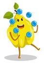 Cheerful pear, quince character deftly juggles balls with vitamins. Benefits of fresh vegetables and fruits during dietary