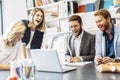 Cheerful people laughing in office Royalty Free Stock Photo