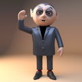 Cheerful and personable vampire dracula waves a friendly greeting, 3d illustration