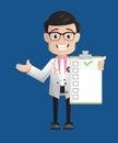 Cheerful Physiatrist Doctor Showing Medical Report List Vector