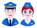 Cheerful pilot and happy stewardess