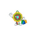 Cheerful pinata cartoon character waving and holding Shopping bags Royalty Free Stock Photo