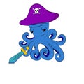 Cheerful pirate octopus