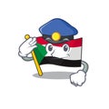 Cheerful police cartoon flag sudan with mascot