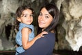 Portrait young beauty mother with pretty child girl daughter