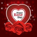 Happy Rose Day With beautiful heart and red Bokeh Background