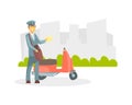 Cheerful Postman in Uniform Delivering Letters Using Motorbike, Express Delivery Service Vector Illustration