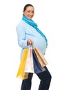 Cheerful pregnant at shopping