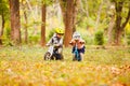 Cheerful preschool kids outdoors on balance bikes Royalty Free Stock Photo