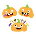 Funny pumpkin with sweets bright funny cute