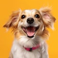 Cheerful Puppy Dog Smiling: Vibrant, High-energy Imagery With Minimal Retouching Royalty Free Stock Photo