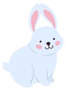Cheerful rabbit. Cute character. White fur pet
