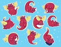 Cheerful Red Dragoncat stickerpack