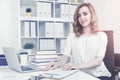 Cheerful red haired businesswoman, toned Royalty Free Stock Photo