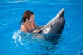 Woman and dolphin