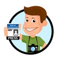 Cheerful reporter vectorial illustration. Royalty Free Stock Photo