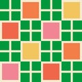 Cheerful Retro Checks - GREEN yellow pink orange