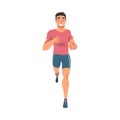 Cheerful Running Man, Male Athlete in Sports Uniform Running Marathon, Training, Jogging, Doing Morning Workout on