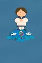 Cheerful sailor boy first communion invitation Royalty Free Stock Photo