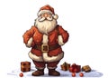 Cheerful Santa Claus with Christmas gifts