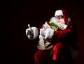 Santa Claus with a bag full of vegetables and fruits Royalty Free Stock Photo