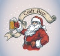 Cheerful Santa with a mug beer