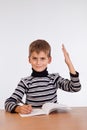 Cheerful Schoolboy ready to answer question Royalty Free Stock Photo