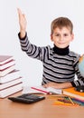 Cheerful Schoolboy ready to answer question Royalty Free Stock Photo