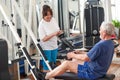 Cheerful senior couple at gym. Royalty Free Stock Photo