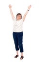 Cheerful senior woman lifting her arms up Royalty Free Stock Photo