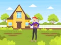 Cheerful Senior Woman Working in the Garden, Elderly People Active Lifestyle Vector Illustration