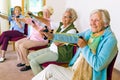 Cheerful senior women exercising their arms