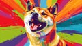 Cheerful Shiba Inu with Tongue Out and Open Mouth