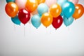 Cheerful simplicity Colorful balloons bring joy to a white background