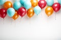 Cheerful simplicity Colorful balloons bring joy to a white background