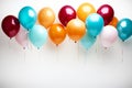 Cheerful simplicity Colorful balloons bring joy to a white background