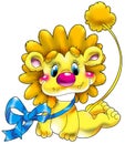 Cheerful small lion with a dar