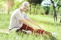 Beautiful smile of an active enthusiastic pensioner