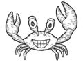 Cheerful smiling crab. Engraving raster illustration. Sketch