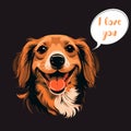 Cheerful, smiling dog. He says I love you. Drawing for a postcard or congratulations Royalty Free Stock Photo