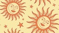 Cheerful Smiling Suns Seamless Pattern for Bright Themes, vector design Generative AI Royalty Free Stock Photo
